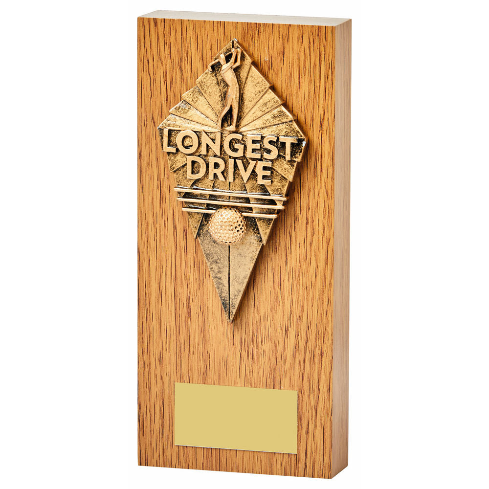 18cm Light Oak Tower Block with Longest Drive Golf Resin Trim