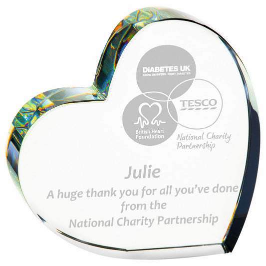 10cm Clear Heart Shaped Award